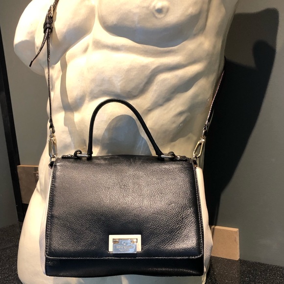 Kate Spade Laurel Magnolia Park Black & Tan pebbled leather EUC - Picture 3 of 12